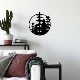 Wallity Trees - M Escultura de pared metálica negra